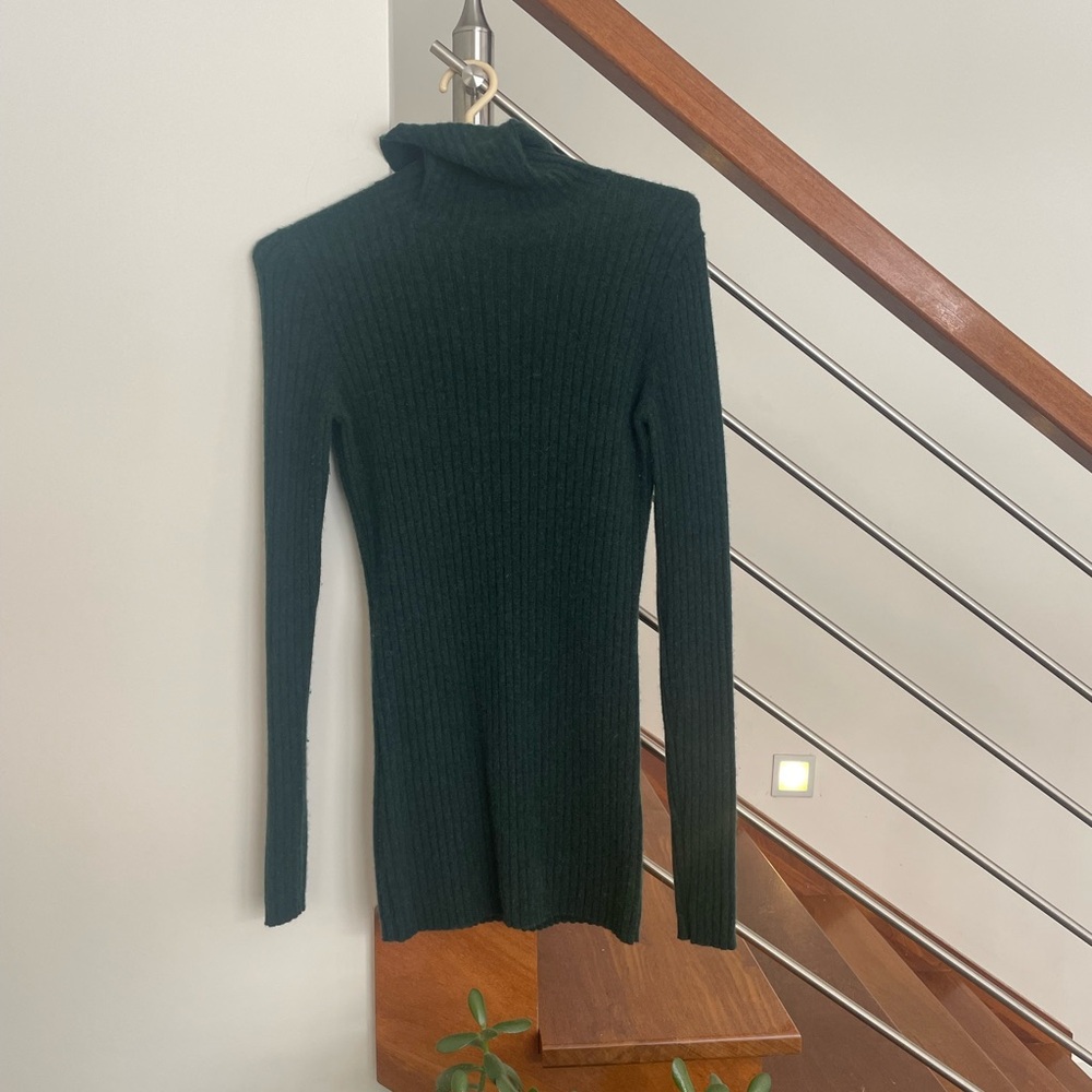 Sofia Cashmere Forest Green Turtleneck Sweater